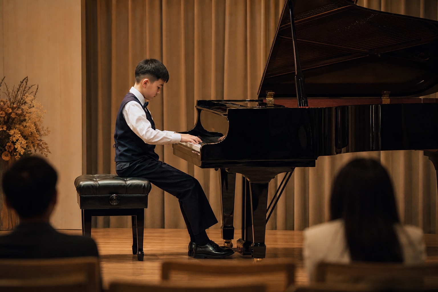 學生在發表會演奏鋼琴